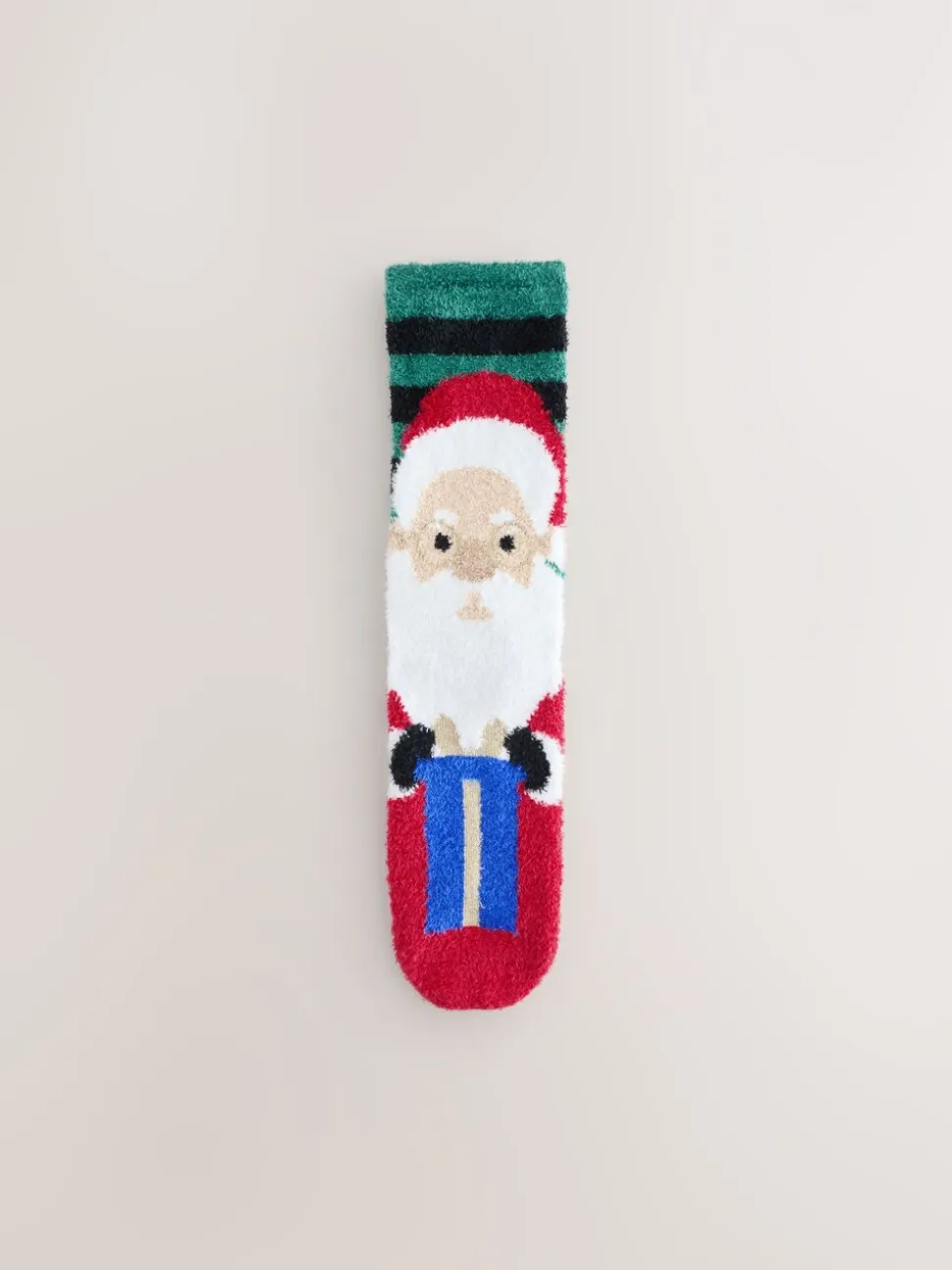 Red/Green Santa and Reindeer Christmas Pattern Cosy Socks 2 Pack