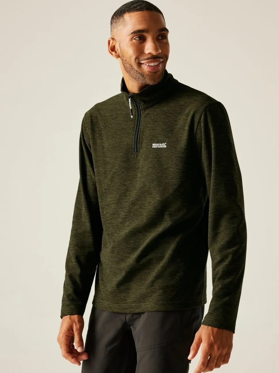 Regatta Light Green Thompson Marl Fleece Zip Neck