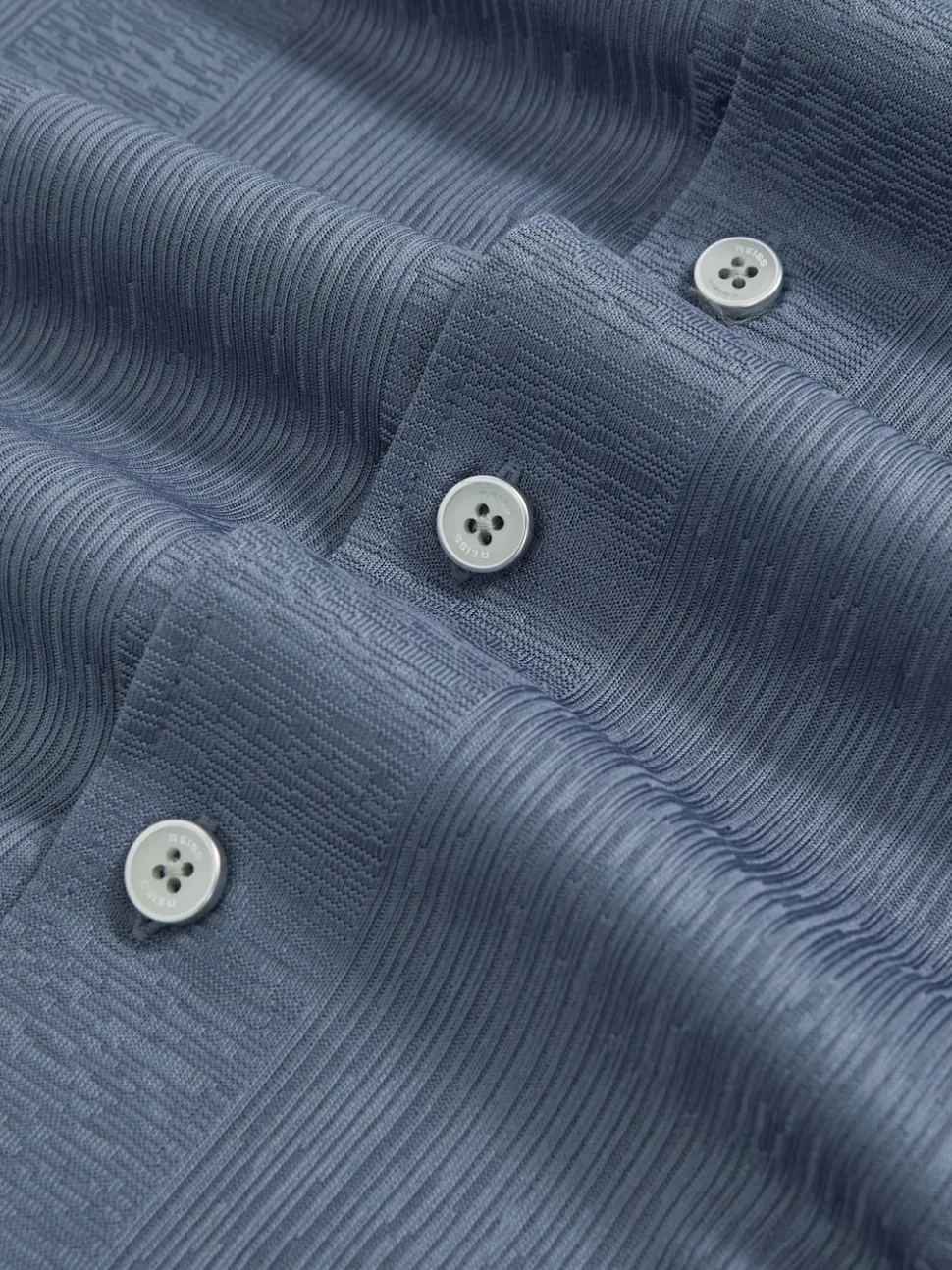 Reiss Airforce Blue Ando Jacquard-Stripe Cuban-Collar Shirt