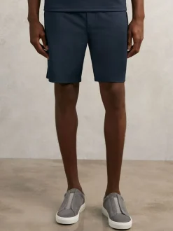 Reiss Airforce Blue Angus Textured Drawstring Shorts