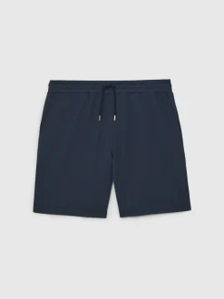 Reiss Airforce Blue Angus Textured Drawstring Shorts
