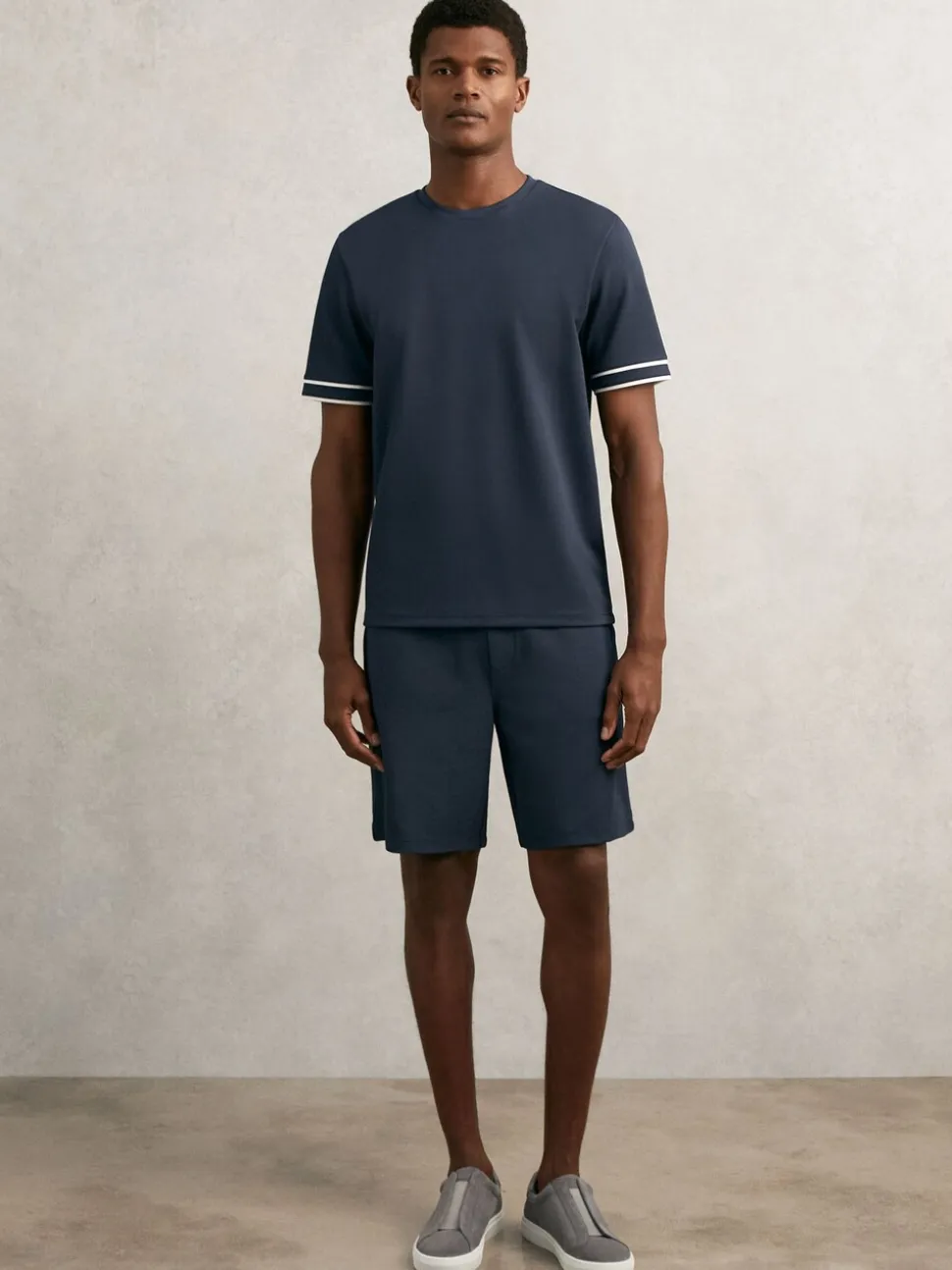 Reiss Airforce Blue Angus Textured Drawstring Shorts