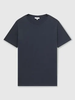 Reiss Airforce Blue Bless Cotton Crew Neck T-Shirt