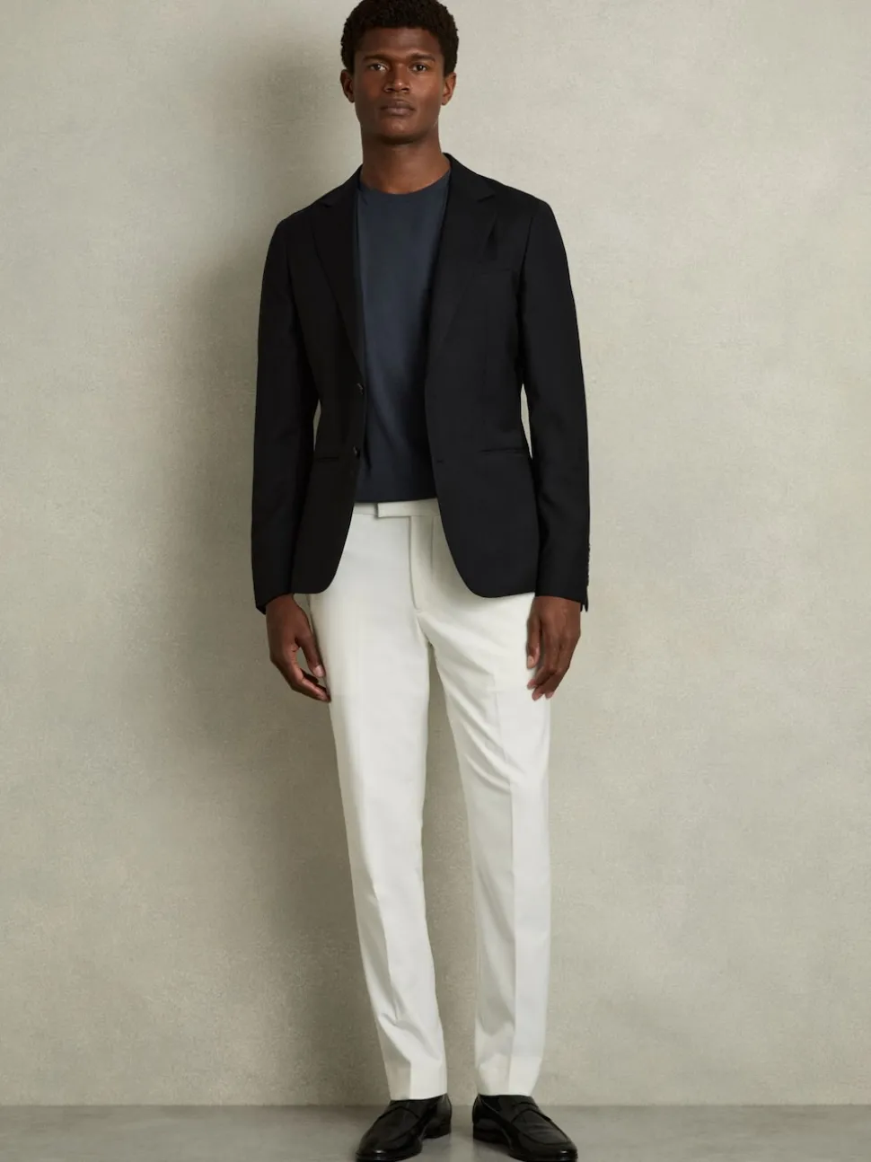 Reiss Airforce Blue Bless Cotton Crew Neck T-Shirt