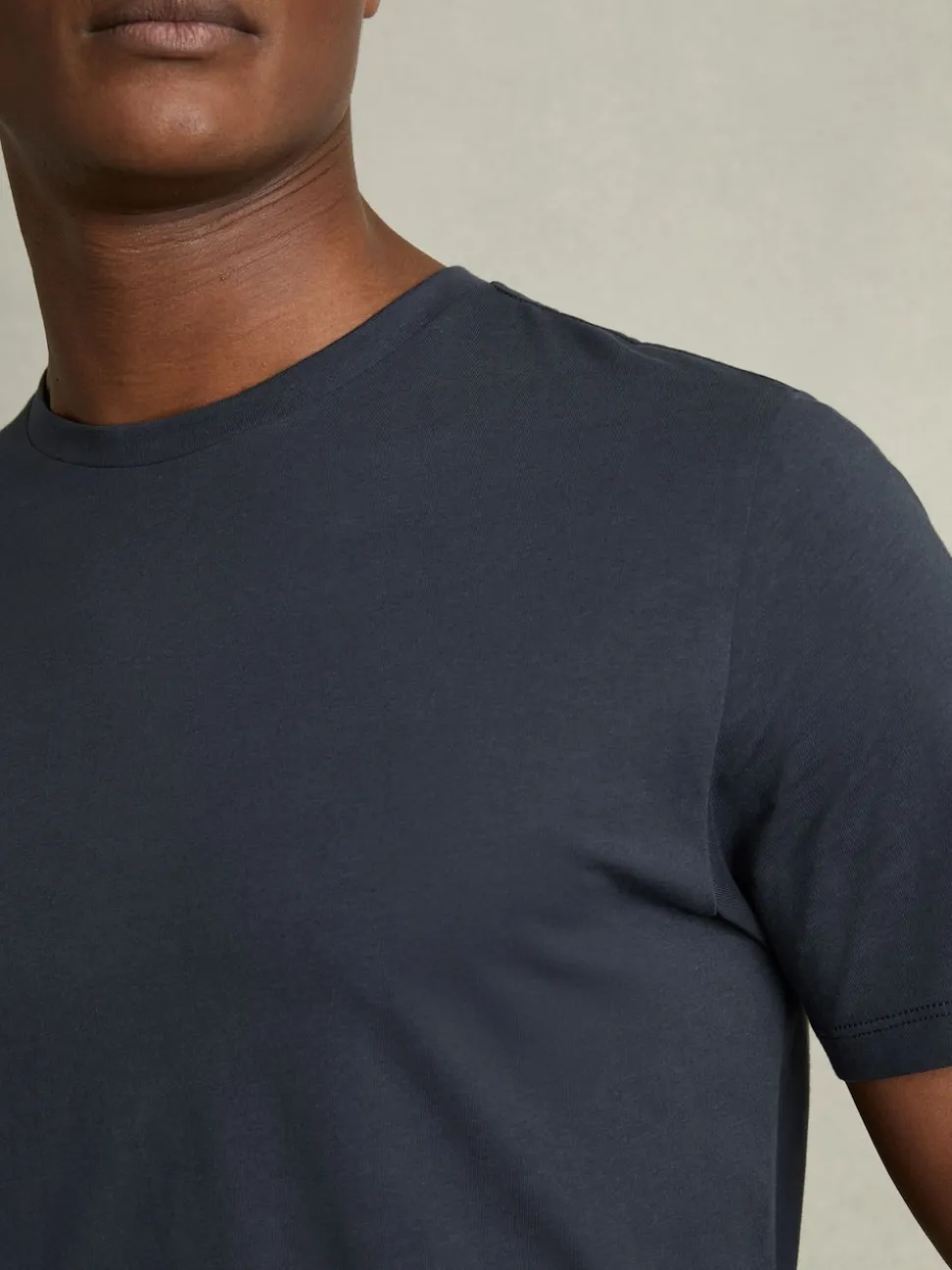 Reiss Airforce Blue Bless Cotton Crew Neck T-Shirt