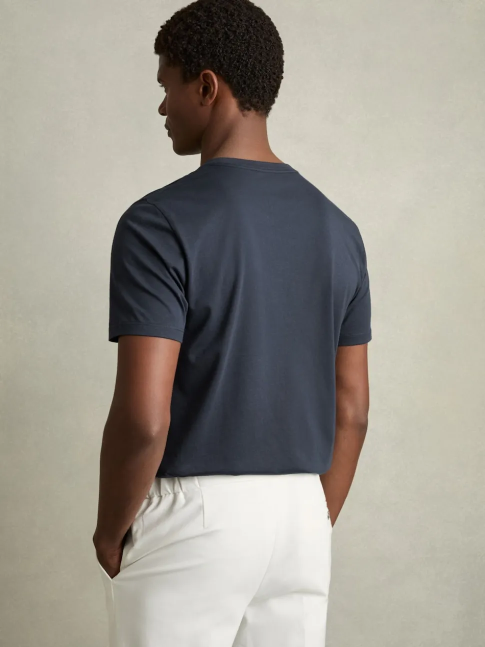 Reiss Airforce Blue Bless Cotton Crew Neck T-Shirt