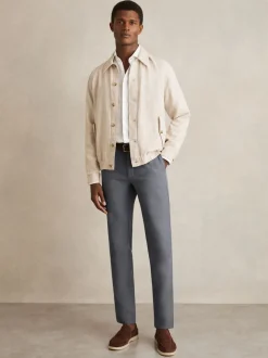 Reiss Airforce Blue Dobby Cotton-Piqué Slim-Fit Chinos