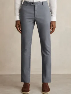 Reiss Airforce Blue Dobby Cotton-Piqué Slim-Fit Chinos