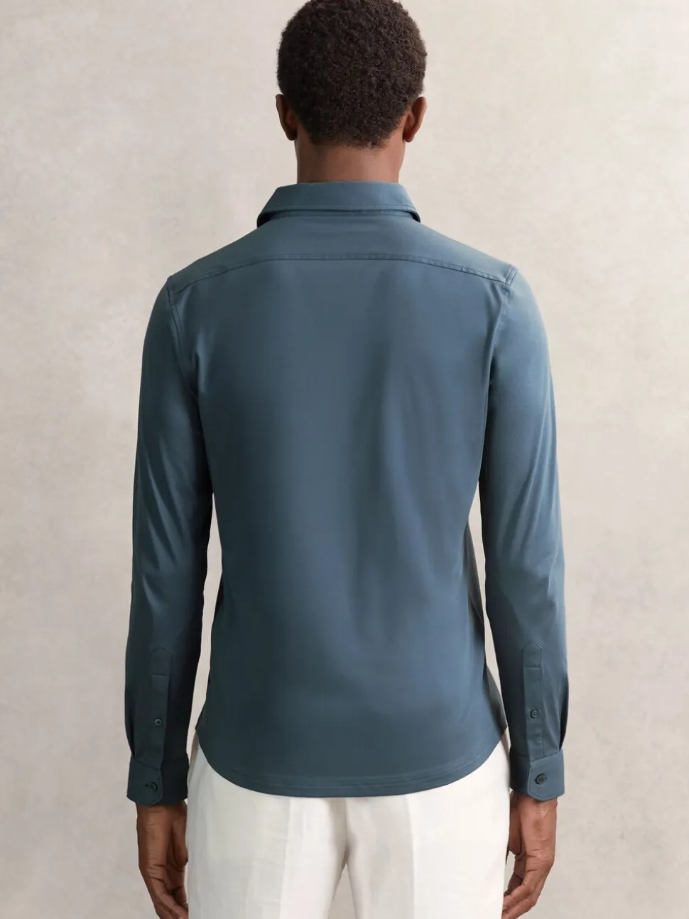 Reiss Airforce Blue Duke Air-Water Cotton Slim-Fit Shirt