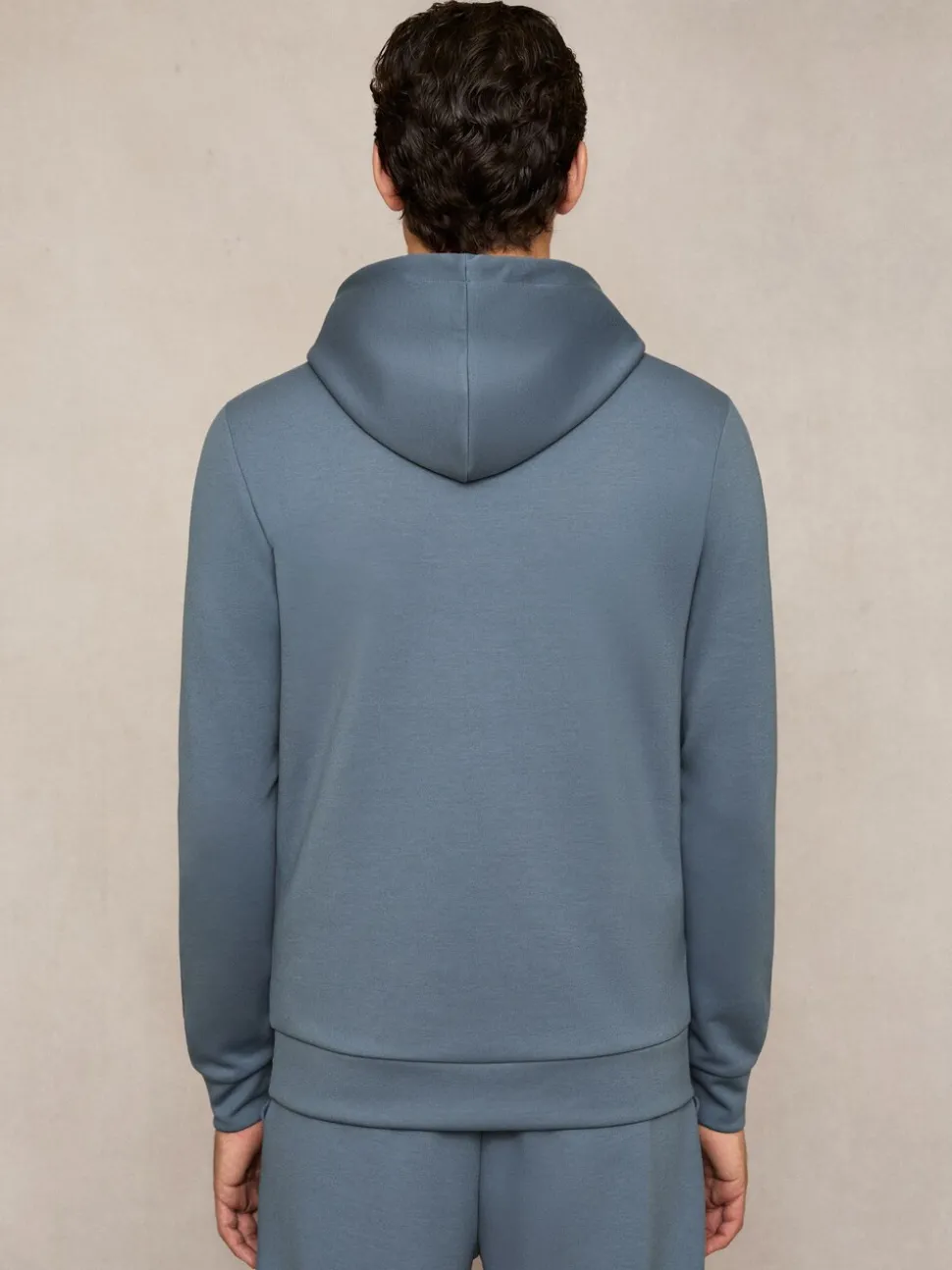 Reiss Airforce Blue Fabien Premium Interlock-Jersey Hoodie