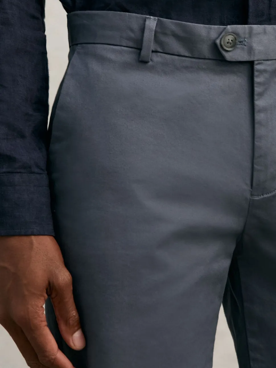 Reiss Airforce Blue Wicket Cotton Chino Shorts with Stretch