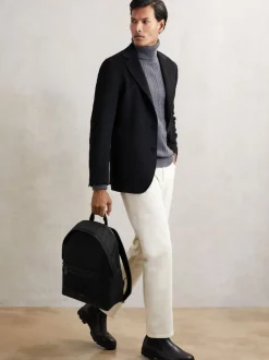 Reiss Black Allen Woven Zipped Backpack