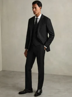 Reiss Black Aspire Slim-Fit Wool Suit Waistcoat