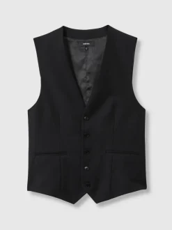 Reiss Black Aspire Slim-Fit Wool Suit Waistcoat
