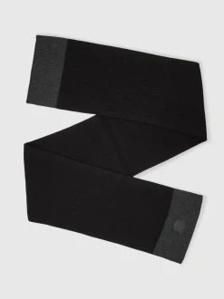 Reiss Black Bennett Monogram Appliqué Wool Scarf