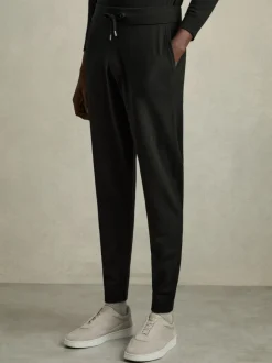 Reiss Black Billings Merino-Blend Stretch Joggers