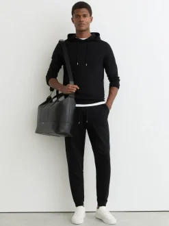 Reiss Black Billings Merino Wool-Blend Cuffed Joggers
