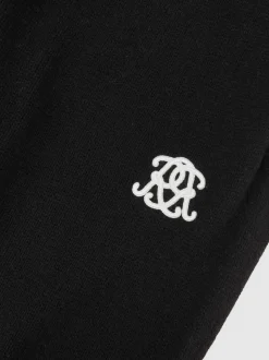 Reiss Black Blake Monogram Wool Wide-Leg Knitted Joggers