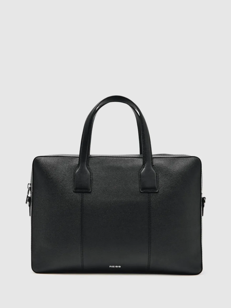 Reiss Black Carlos Micro-Grain Leather Briefcase