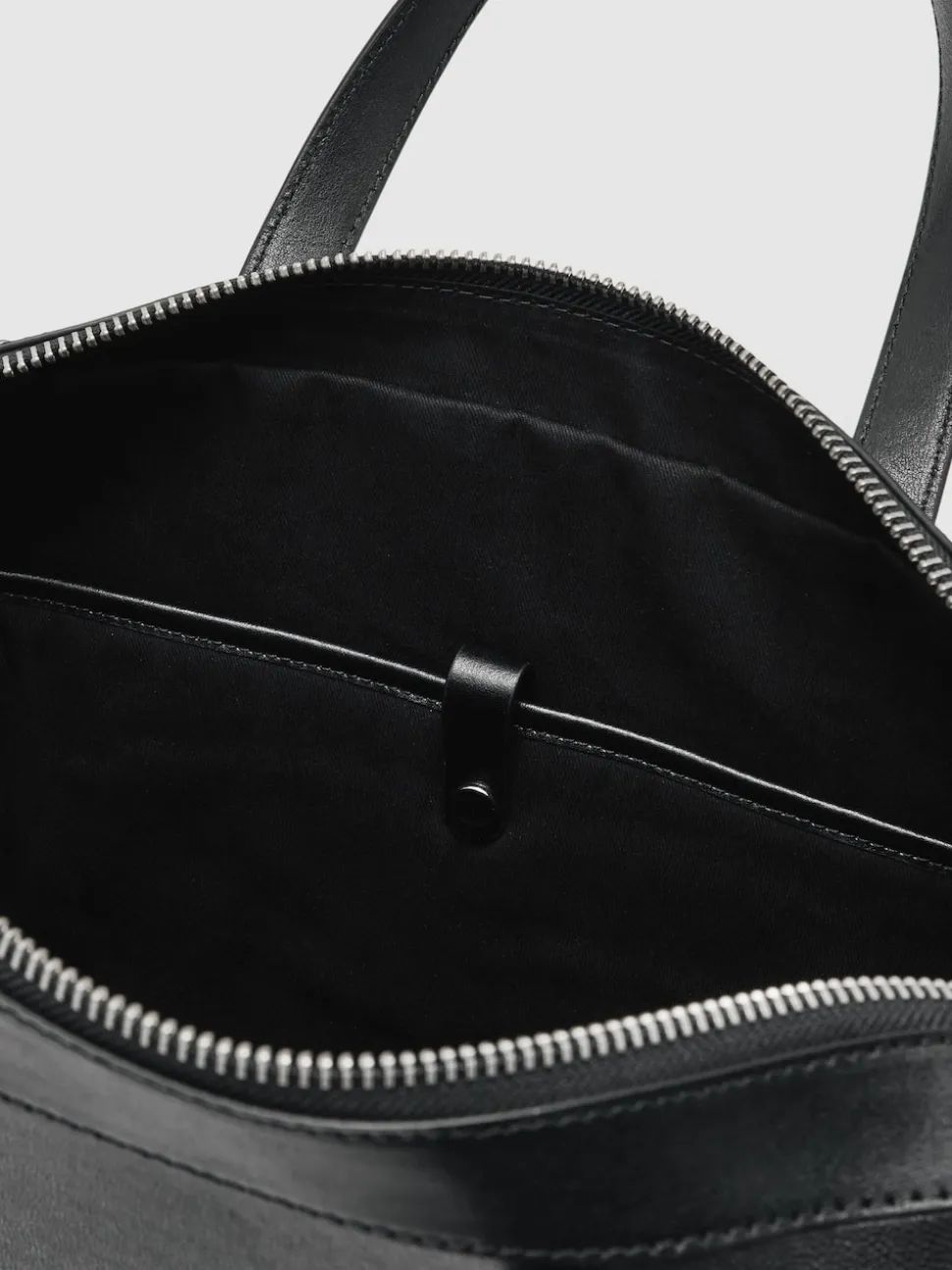Reiss Black Carlos Micro-Grain Leather Briefcase