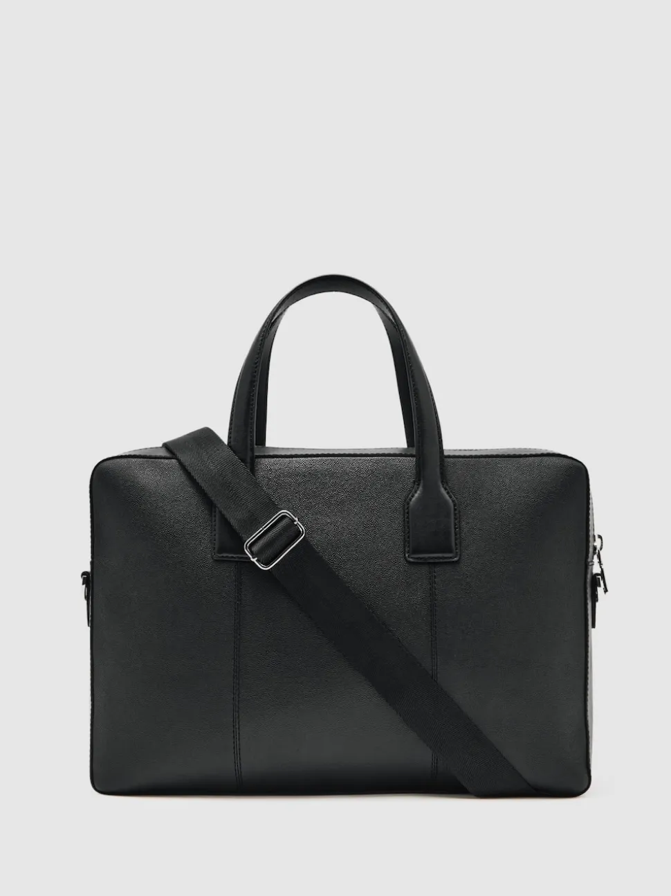 Reiss Black Carlos Micro-Grain Leather Briefcase