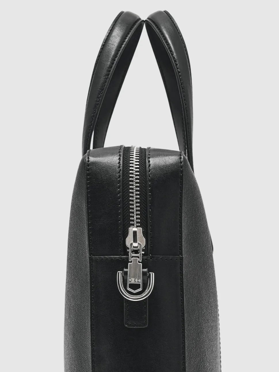 Reiss Black Carlos Micro-Grain Leather Briefcase