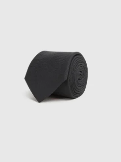 Reiss Black Ceremony Textured Silk Blend Tie