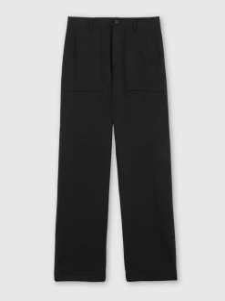 Reiss Black Chain Wool-Blend Wide-Leg Trousers