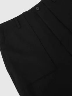 Reiss Black Chain Wool-Blend Wide-Leg Trousers
