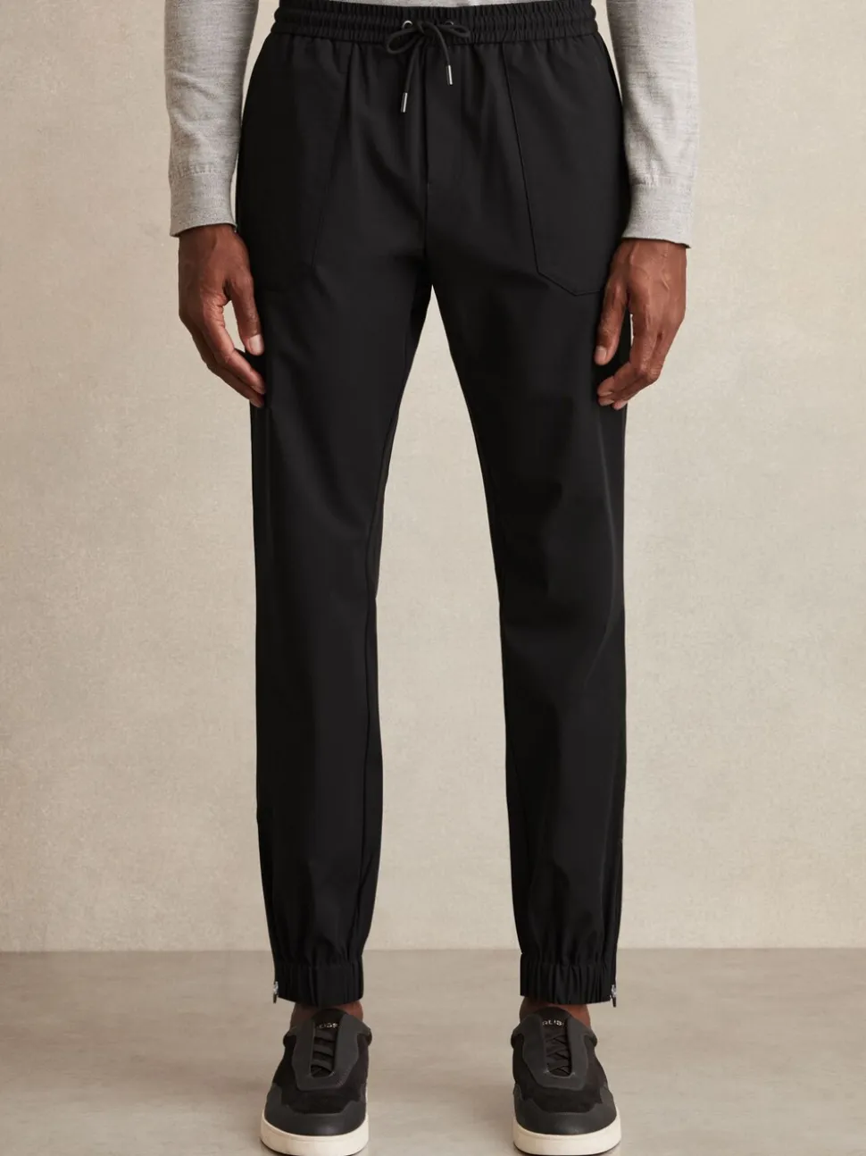 Reiss Black Climb Stretch-Nylon Cuff Trousers