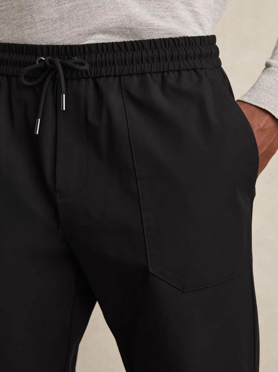 Reiss Black Climb Stretch-Nylon Cuff Trousers