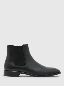 Reiss Black Elba Leather Chelsea Boots