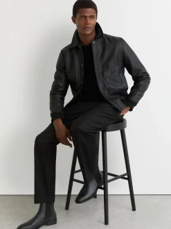 Reiss Black Elba Leather Chelsea Boots