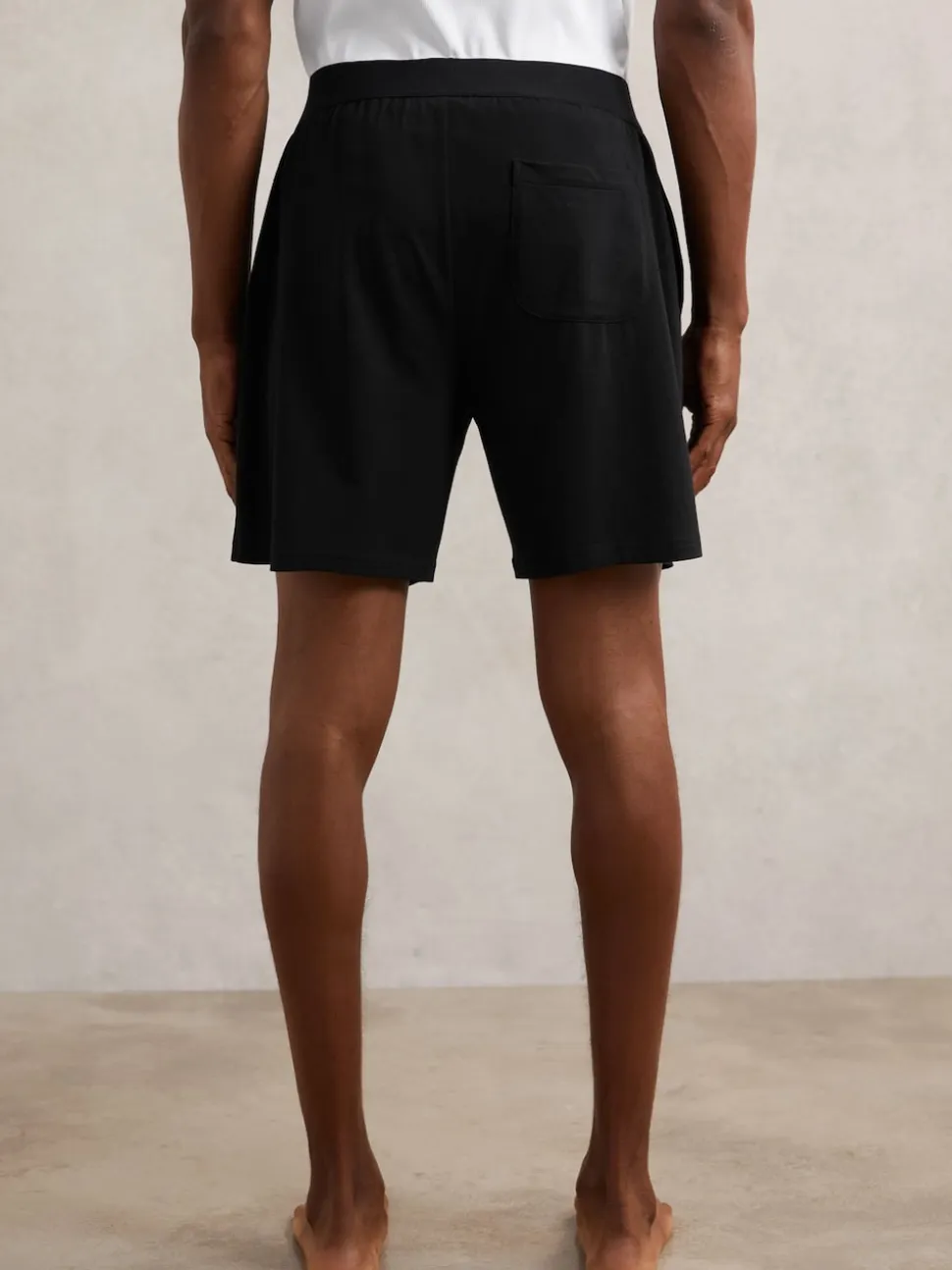 Reiss Black Fleet Cotton Jersey Logo-Waistband Shorts with Stretch