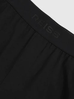 Reiss Black Fleet Cotton Jersey Logo-Waistband Shorts with Stretch