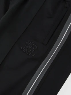 Reiss Black Foster Monogram Cotton Wide-Leg Joggers