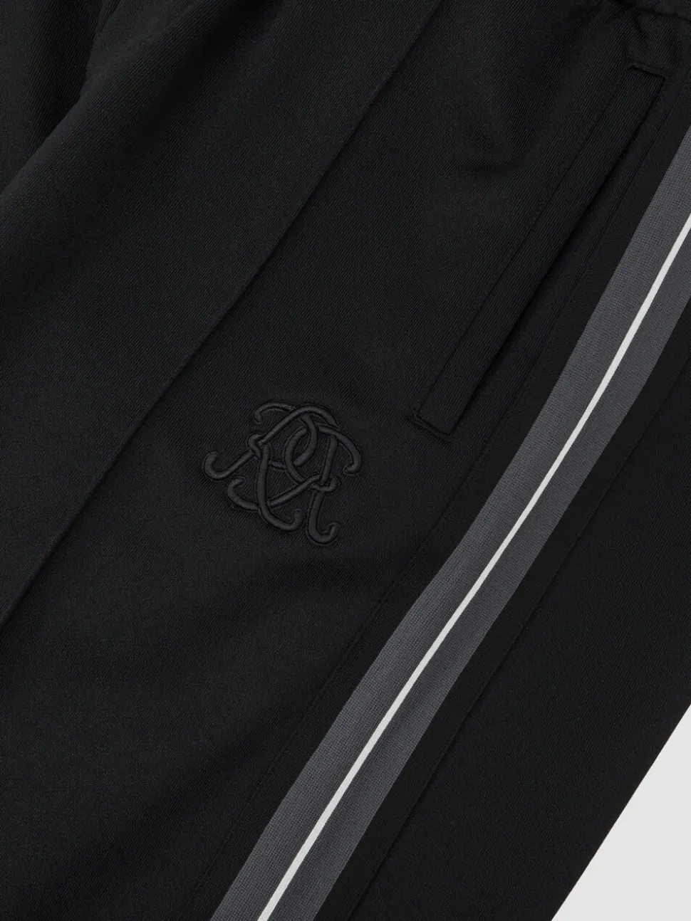 Reiss Black Foster Monogram Cotton Wide-Leg Joggers