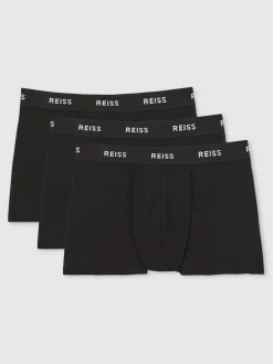 Reiss Black Heller Three Pack of Organic Cotton Blend Boxers