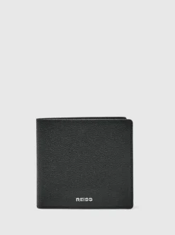 Reiss Black Henry Micro-Grain Leather Wallet