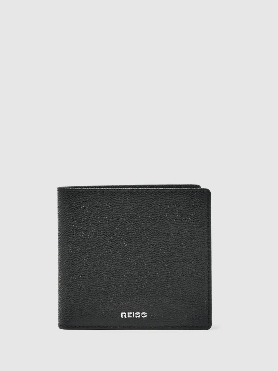 Reiss Black Henry Micro-Grain Leather Wallet