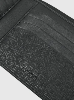 Reiss Black Henry Micro-Grain Leather Wallet