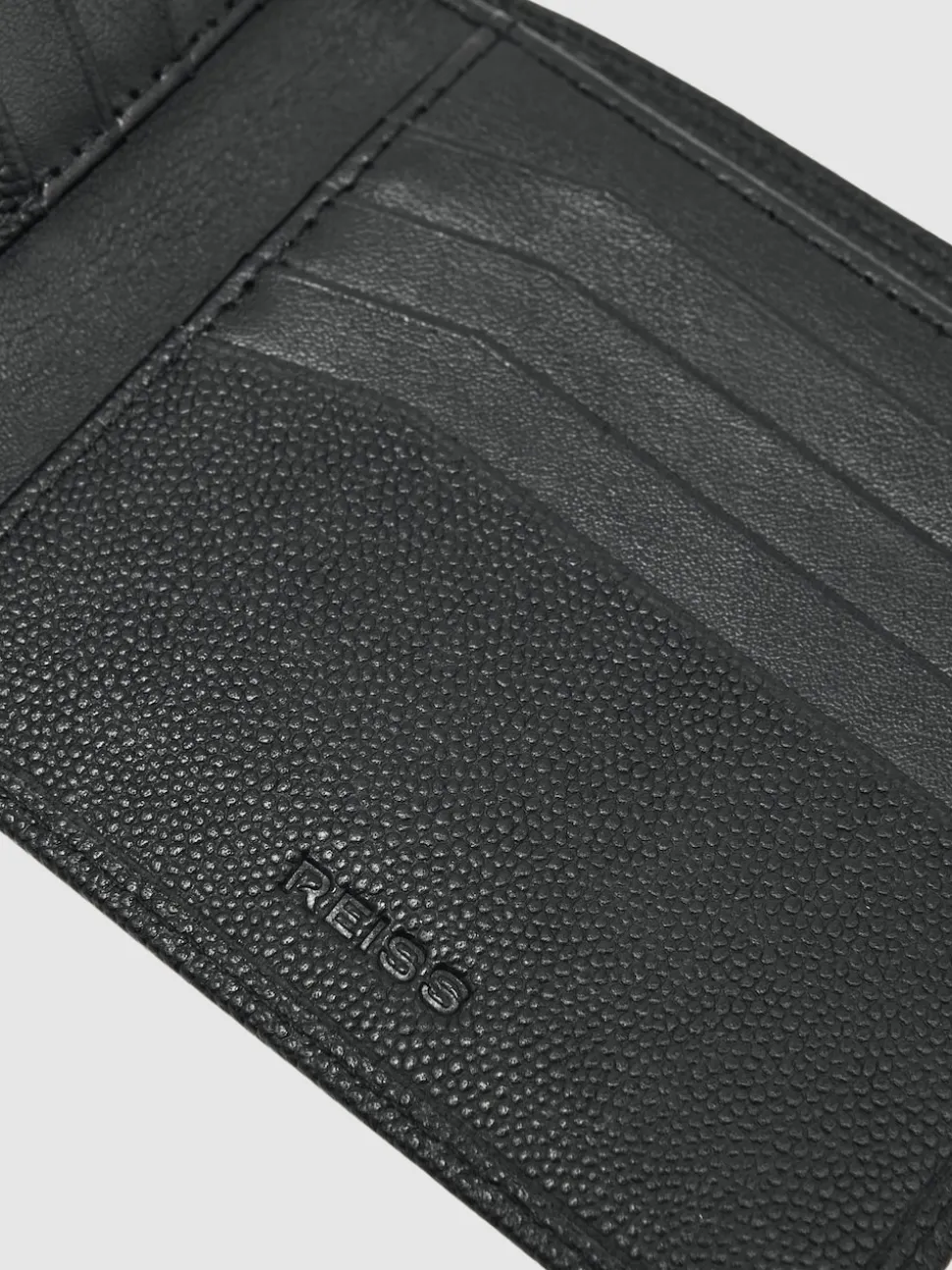 Reiss Black Henry Micro-Grain Leather Wallet