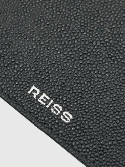 Reiss Black Hugo Micro-Grain Leather Card Holder