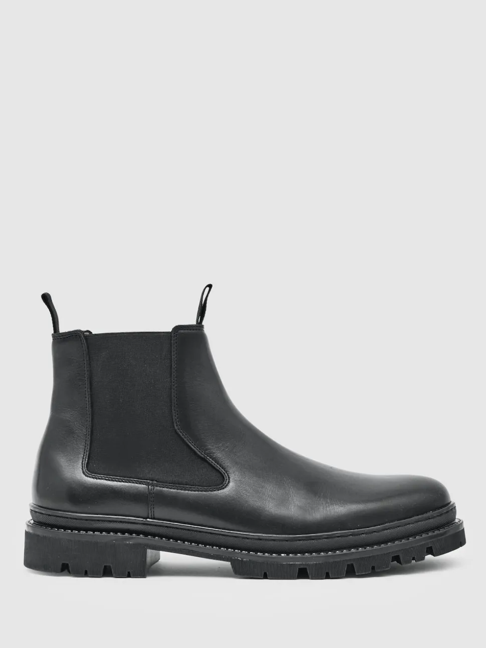 Reiss Black Huxley Leather Chelsea Boots
