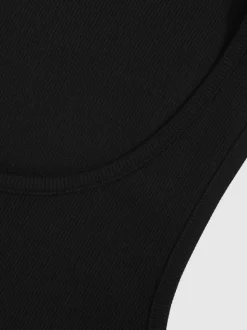 Reiss Black Jaden Stretch-Cotton Ribbed Vest