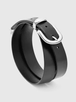 Reiss Black Jonny Leather Western Belt