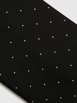 Reiss Black Liam Polka Dot Silk Tie