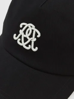 Reiss Black Luzon Monogram Embroidered Baseball Cap