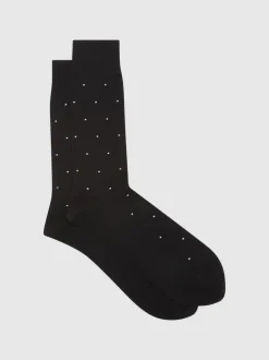 Reiss Black Mario Spot Polka Dot Socks