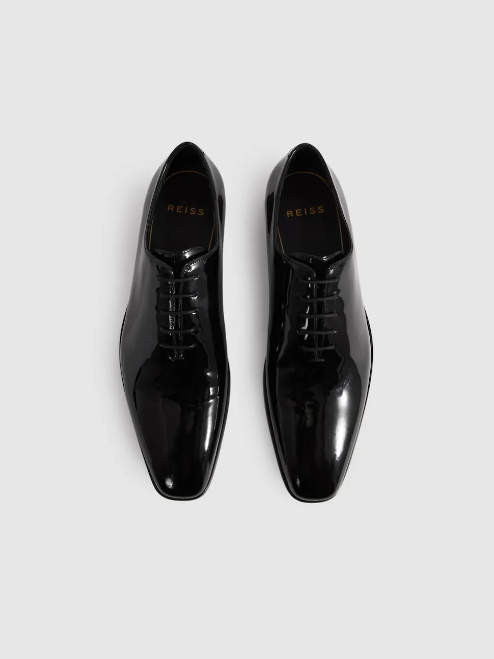 Reiss Black Mead Patent Leather Lace-Up Shoes